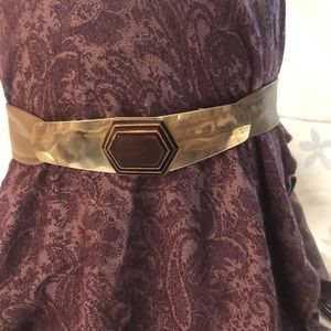 Vintage Bonnie Boynton Elephant Leather Belt w/wood on metal buckle f/32” waist